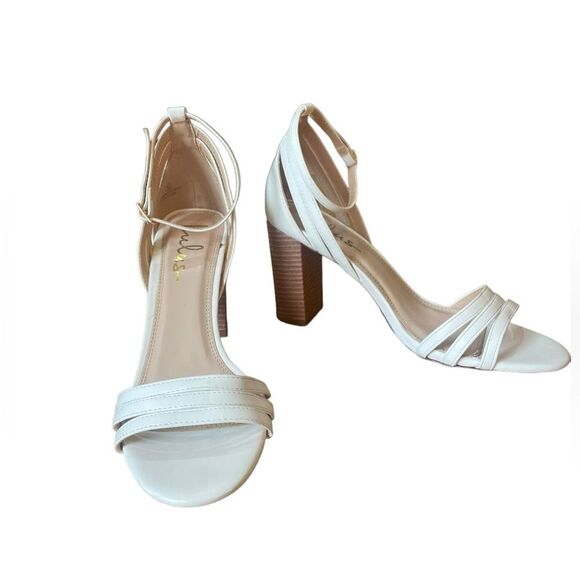 Lulus Shayla White Ankle Strap Heels Womens Size 8.5 - Picture 6 of 13